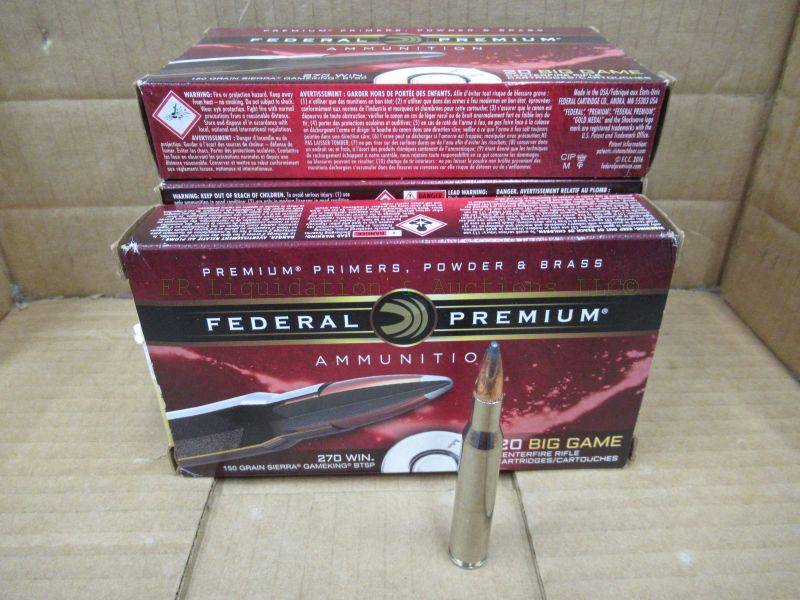 lot 567 image: Federal Premium 270 Win. 150 grain Sierra gameking BTSP ammunition