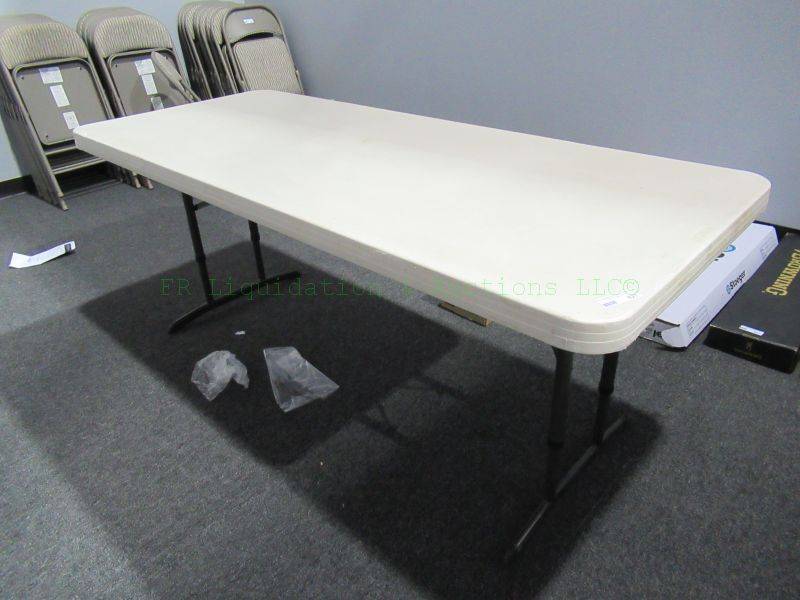 lot 827 image: Plastic top folding table 72 x 30 x 28