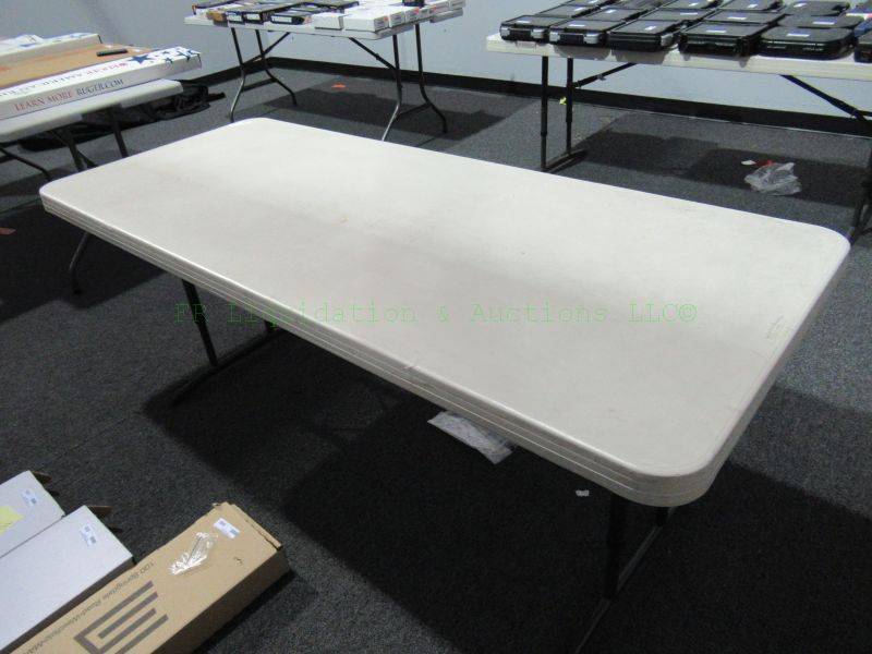 lot 824 image: Plastic top folding table 72 x 30 x 28