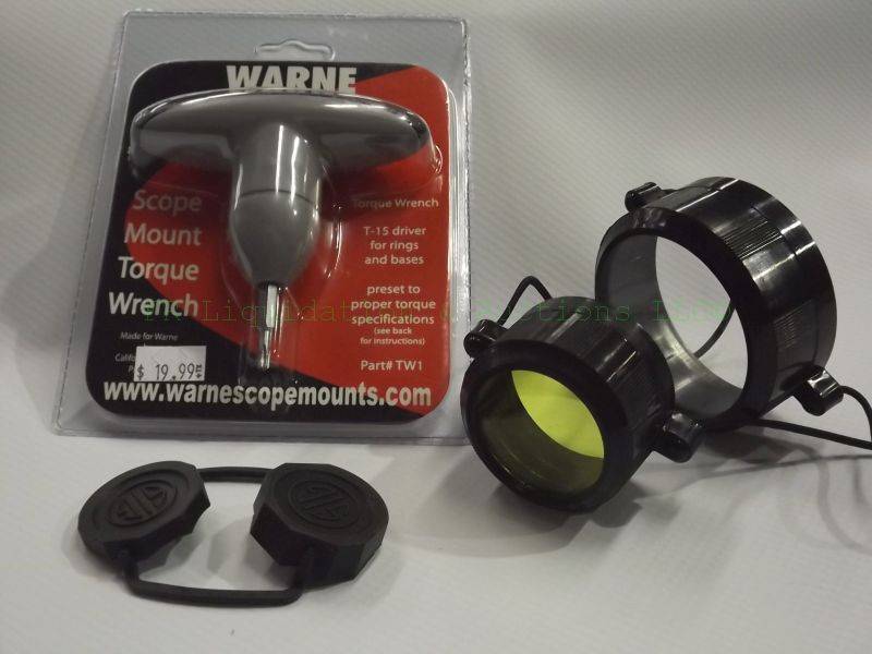 lot 134 image: NEW Warne scope mount torque wrench and lens protectors