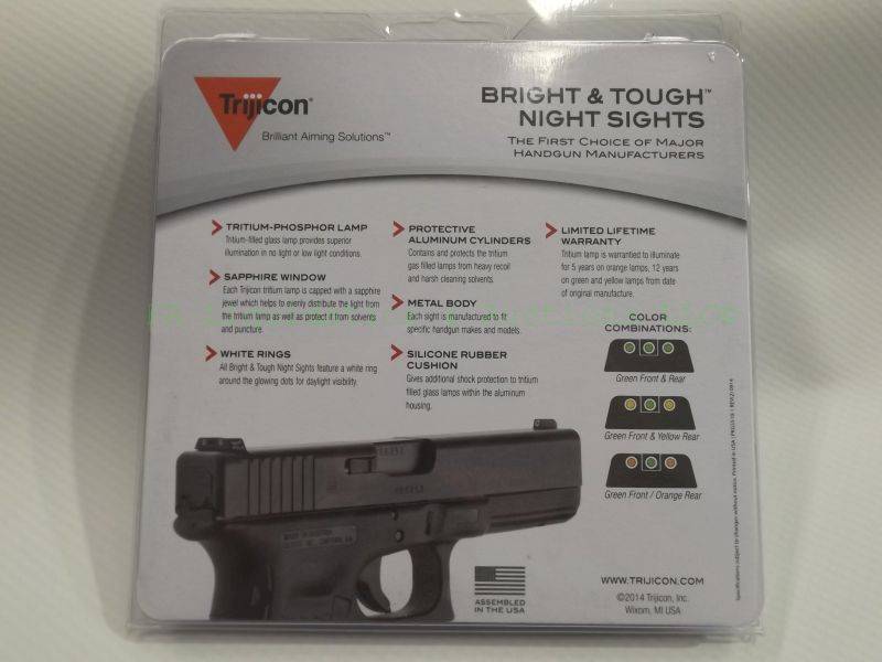 lot 146 image: NEW Trijicon Bright & Tough Night Sights self-luminous three dot iron sights for Glock