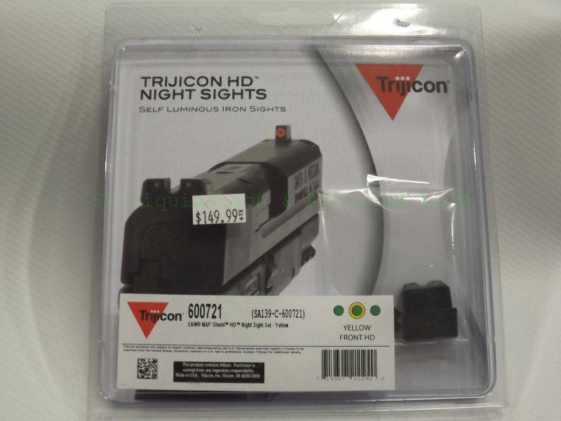 lot 148 image: NEW Trijicon Bright & Tough Night Sights self-luminous three dot iron sights for Smith & Wesson