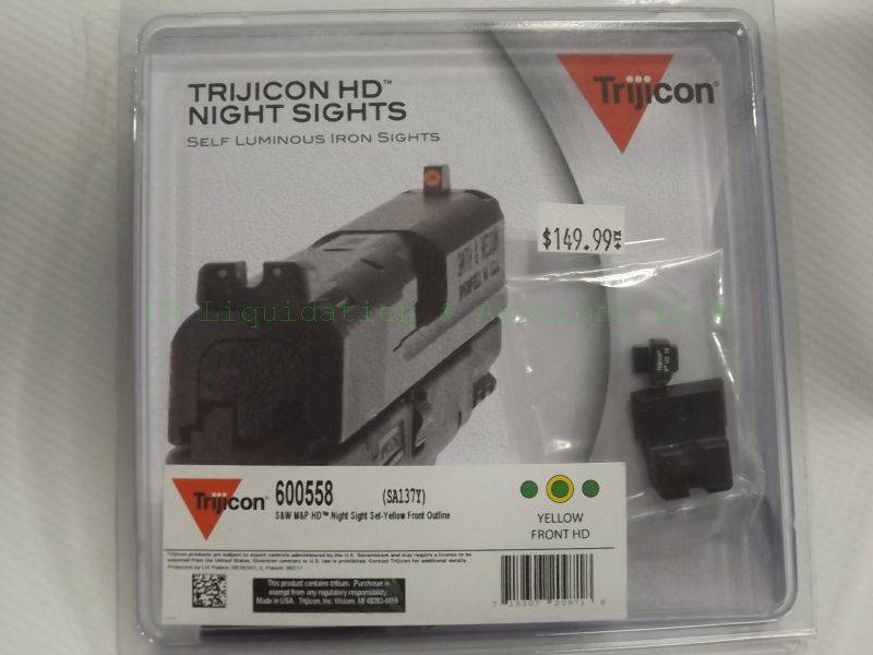 lot 149 image: NEW Trijicon Bright & Tough Night Sights self-luminous three dot iron sights for Smith & Wesson