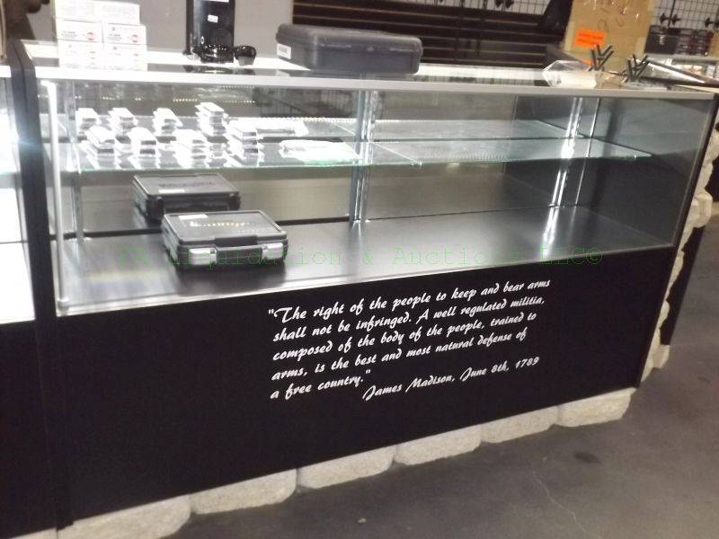 lot 179 image: Glass commercial display case with locks