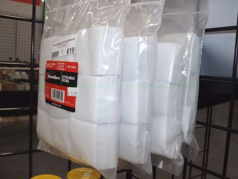 lot 619 image: NEW Kleenbore cotton bulk gun cleaning patches 4 packs