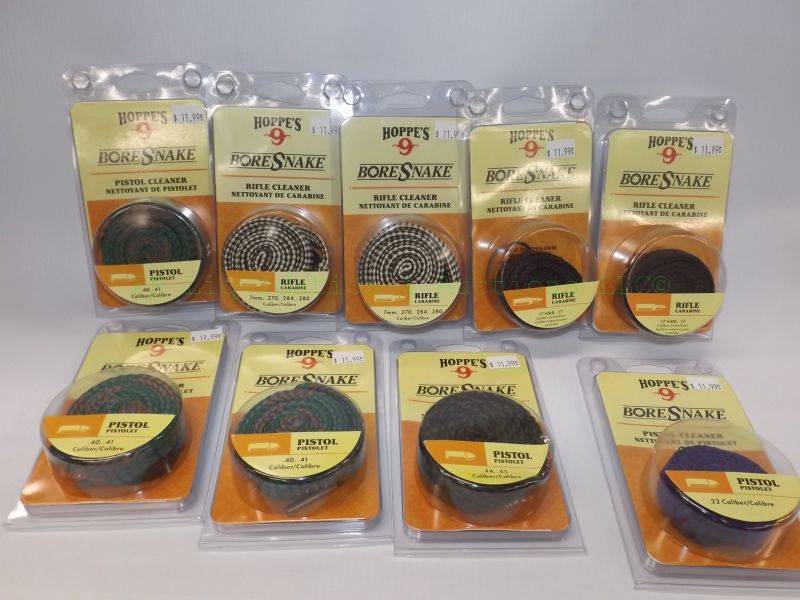 lot 647 image: NEW Hoppes 9 pistol & rifle bore snake cleaners
