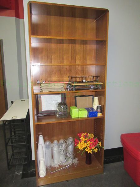 lot 391 image: Wood veneer bookcase full size, contents not included