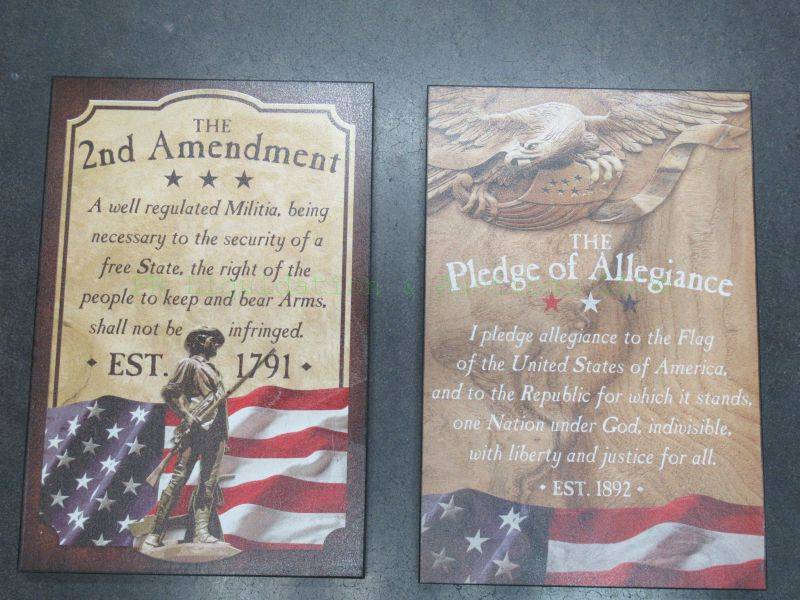 lot 497 image: Second Amendment & Pledge of Allegiance wall placards