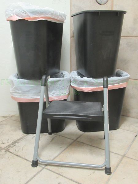lot 380 image: Four Waste buckets and Cosco step.