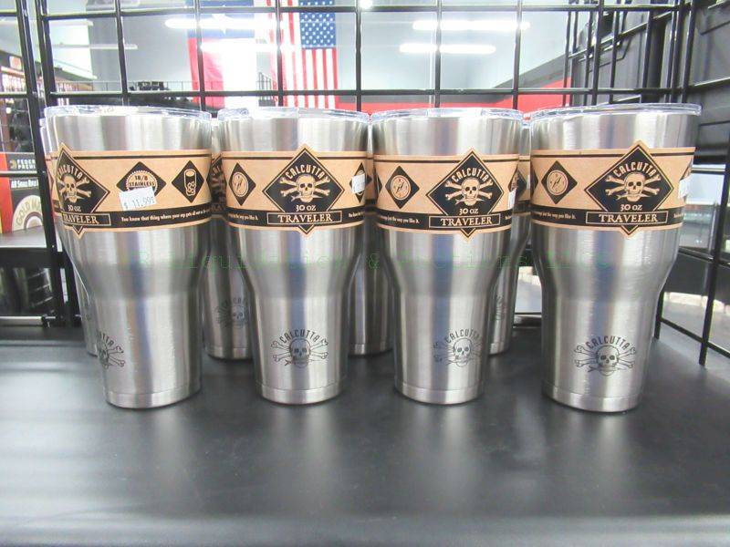 lot 547 image: NEW Calcutta 30 oz. stainless steel tumbler coffee cup with lids