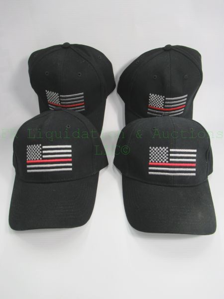 lot 551 image: NEW First responders red stripe flag Rothco caps