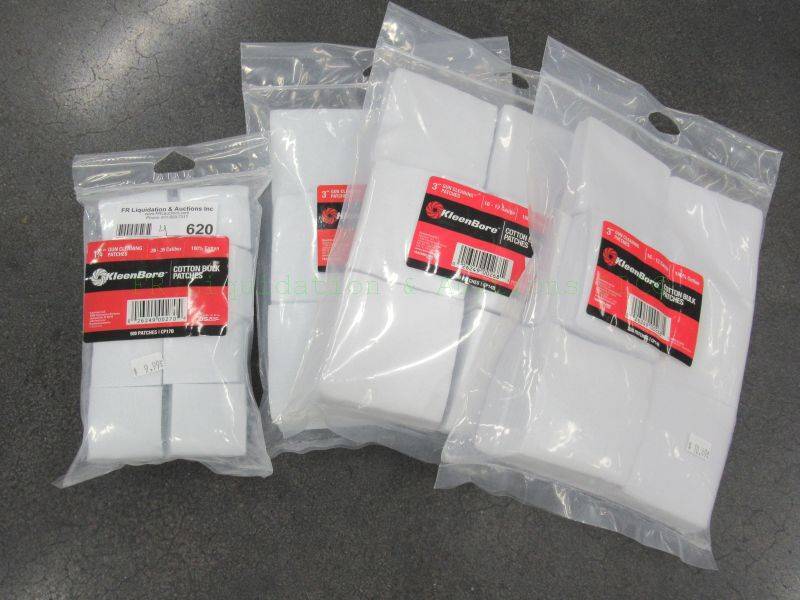 lot 620 image: NEW Kleenbore cotton bulk gun cleaning patches 4 packs