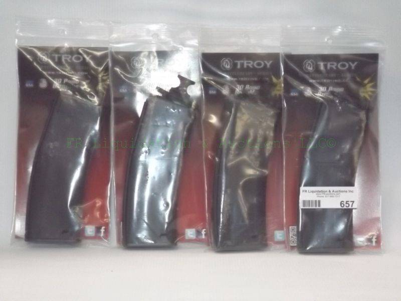 lot 657 image: NEW Troy 30 round AR15 battle mags, 4 packs 1 per pack