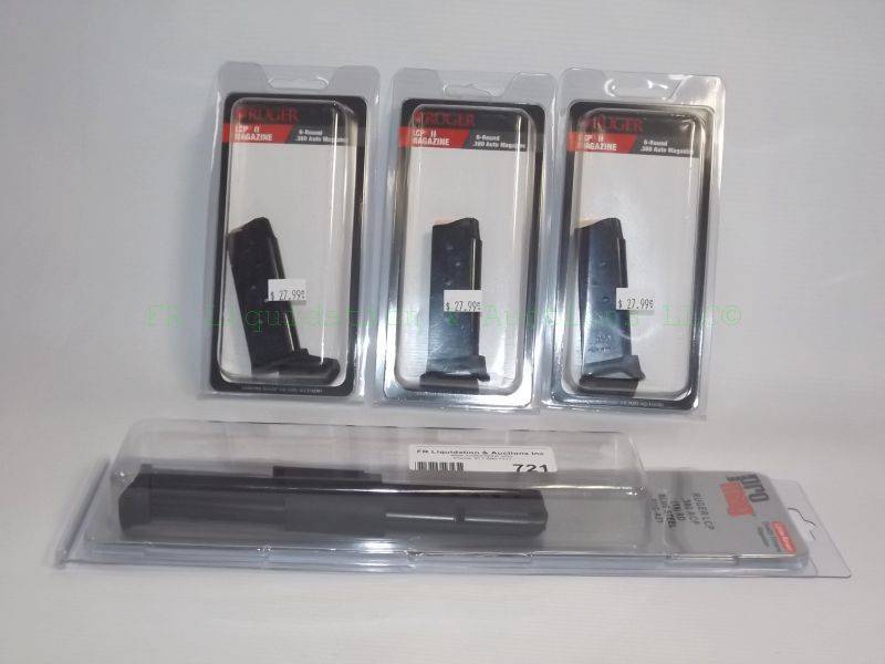 lot 721 image: NEW Ruger LCP .380 pistol magazines, including 15 round extended