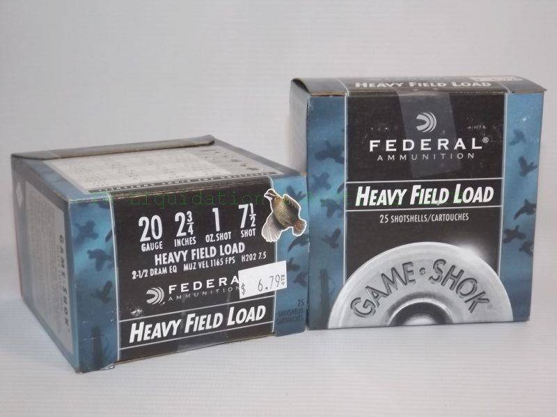 lot 724 image: Federal ammunition 20 ga. 2-34 heavy field load shotgun shells