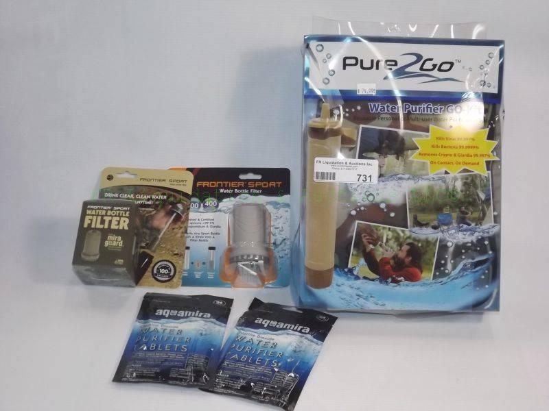 lot 731 image: NEW water purification filters and tablets