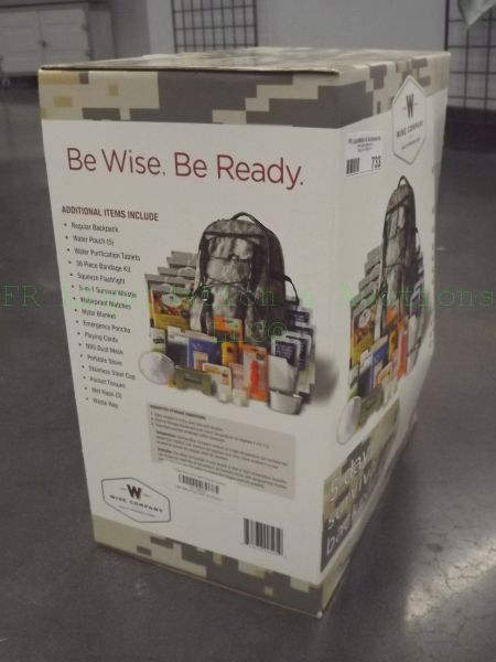 lot 734 image: Wise company 5 day survival back pack kit