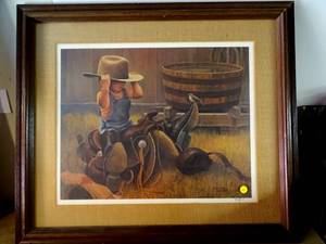 lot 61 image: $$$ LITHOGRAPH LITTLE COWBOY NORBERTO REYES