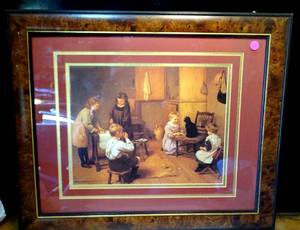 lot 63 image: HARRY BROOKER  KITTYs TEA PARTY CUSTOM FRAMED LITHO