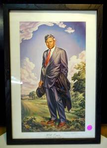 lot 72 image: CHARLES BANKS WILSON SIGNED WILL ROGERS LITHO - CUSTOM FRAMED UNDER GLASS
