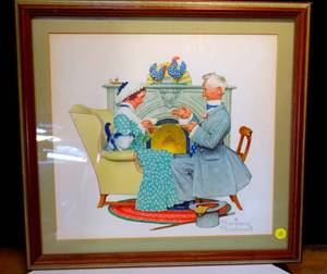 lot 76 image: NORMAN ROCKWELL LITHO SEASONS OF LOVE TEA TIME - BEAUTIFULLY MATTED AND FRAMED UNDER GLASS