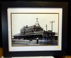 lot 79 image: VINTAGE 1905 MK & T RAILROAD DEPOT (DALLAS, TX) CUSTOM FRAMED