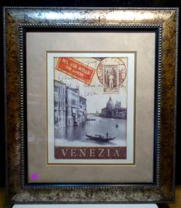 lot 90 image: CUSTOM FRAMED DESTINATION VENICE WALL ART