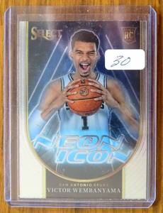 lot 30 image: HOT ROOKIE CARD - Victor Wembanyama 2023 Panini Select - Neon Icon #13 Rookie (RC) Spurs $$