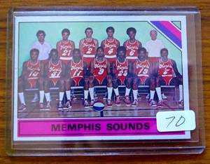 lot 70 image: 1975-76 Topps - Team Checklist #324 Memphis Sounds - NICE CARD