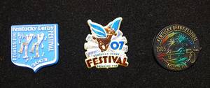 lot 51 image: RARE COLLECTION OF KENTUCKY DERBY PINS - 2003, 2005, & 2007
