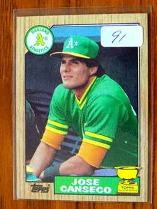 lot 91 image: Jose Canseco 1987 Topps #620 NM-MT ROOKIE CARD
