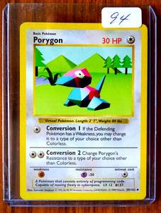 lot 94 image: $$ Pokemon 1995 Shadowless Porygon Card
