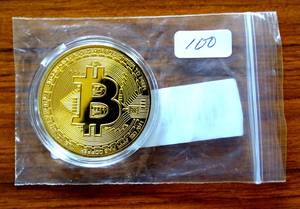lot 100 image: Gold Bitcoin w Protective Case NEW, Physical Gold Plated Collectible Bit Coin