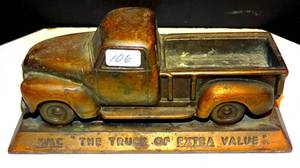 lot 106 image: $$$ RARE VINTAGE GMC The Truck Of Extra Value Dealer A & B GMC Truck Co. Indiana Johnstown PA BRASS BANK