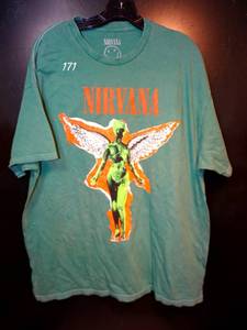 lot 171 image: AUTHENTIC SCREEN PRINTED NIRVANA BAND TEE SHIRT - SIZE XL $$