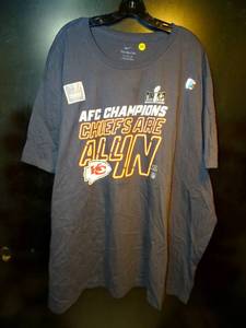 lot 241 image: NIKE KANSAS CITY CHIEFS AFC CHAMPIONS T-SHIRT (5XL) WITH HOLO LABEL