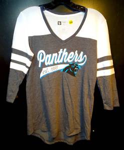 lot 266 image: CAROLINA PANTHERS WOMENS NFL TEAM APPAREL 34 SLEEVE V-NECK - NEW WO TAGS SIZE SMALL