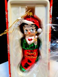 lot 148 image: BETTY BOOP HAND PAINTED KURT S ADLER GLASS HOLIDAY ORNAMENT $$$