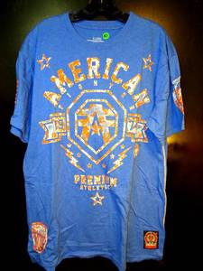 lot 151 image: American Fighter T-Shirt BUCKLE Mens Sz X-Large Blue & Orange Double Sided