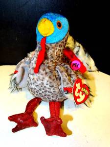 lot 191 image: $$ Ty Beanie Baby Lurkey Turkey Plush Stuffed Animal Retired W Tag June 13 2000