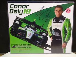 lot 201 image: $$ AUTOGRAPH - SIGNED Conor Daly #18 - Dale Coyne Racing 10x8 Racing Promo Card