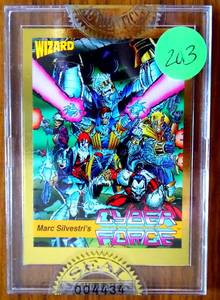 lot 203 image: $$ LIMITED EDITION WITH SEAL - Wizard Magazine Image Promo Gold Foil Card Marc Silvestri Cyberforce