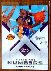 lot 209 image: $$ Kobe Bryant 2009-10 PRESTIGE INSIDE THE NUMBERS #3 LOS ANGELES LAKERS