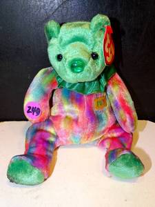 lot 240 image: RETIRED TY Beanie Baby - 2001 MAY Emerald Birthday Bear w tags 7.5