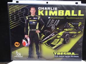 lot 263 image: AUTOGRAPH - 2016 Charlie Kimball Signed Indianapolis 500 Promo Card Indy Car
