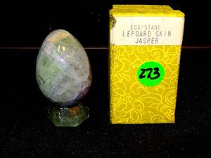 lot 273 image: Larger polished Green Fluorite EGG 2.32 inches long  wStand