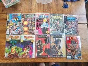 lot 58 image: Selection of 10 vintage comics - Marvel, DC, Image, Charlton - Camp Candy, Cyber Force, Cops, Korg, King Arthur, Green Arrow, Conan