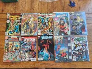 lot 101 image: Selection of 10 vintage comics - Fantastic Four, Wonder Man, Steel, Star Squadron, Spider-Man