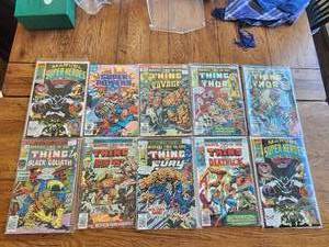lot 103 image: Selection of 10 vintage comics - Marvel, DC - Super-Heroes, Super Powers, Thing and...,