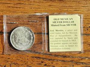 lot 27 image: 1959 Old Mexican Silver Dollar - minted from Silver